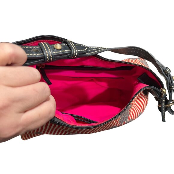 Dooney & Bourke Disney Parks Mickey Red & White Stripe Erica Hobo Bag Large Leat - Picture 8 of 11